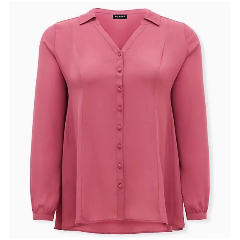NEW Torrid 3 Fuchsia Pink Georgette Fit & Flare Blouse